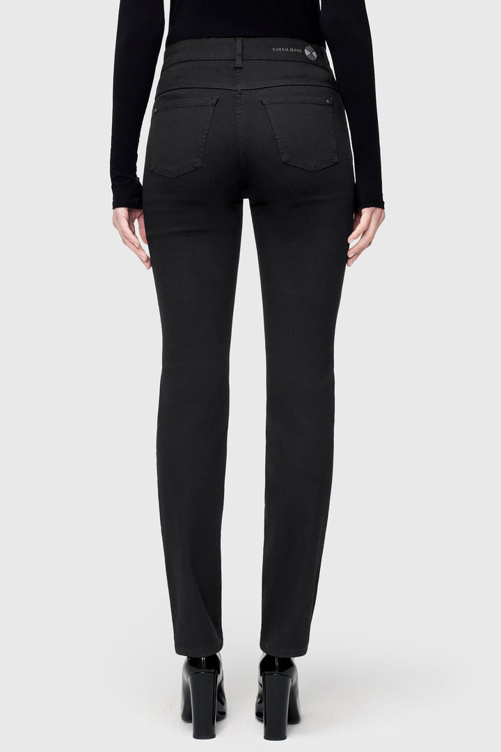 Black pants worn by a person on a white background