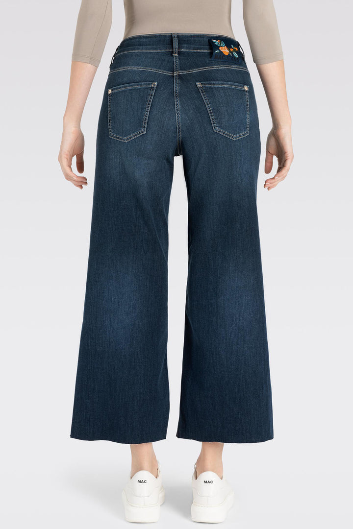 Mac 5438-90-0351L D834 Authentic Dark Blue Dream Wide Cropped Jeans - Olivia Grace Fashion