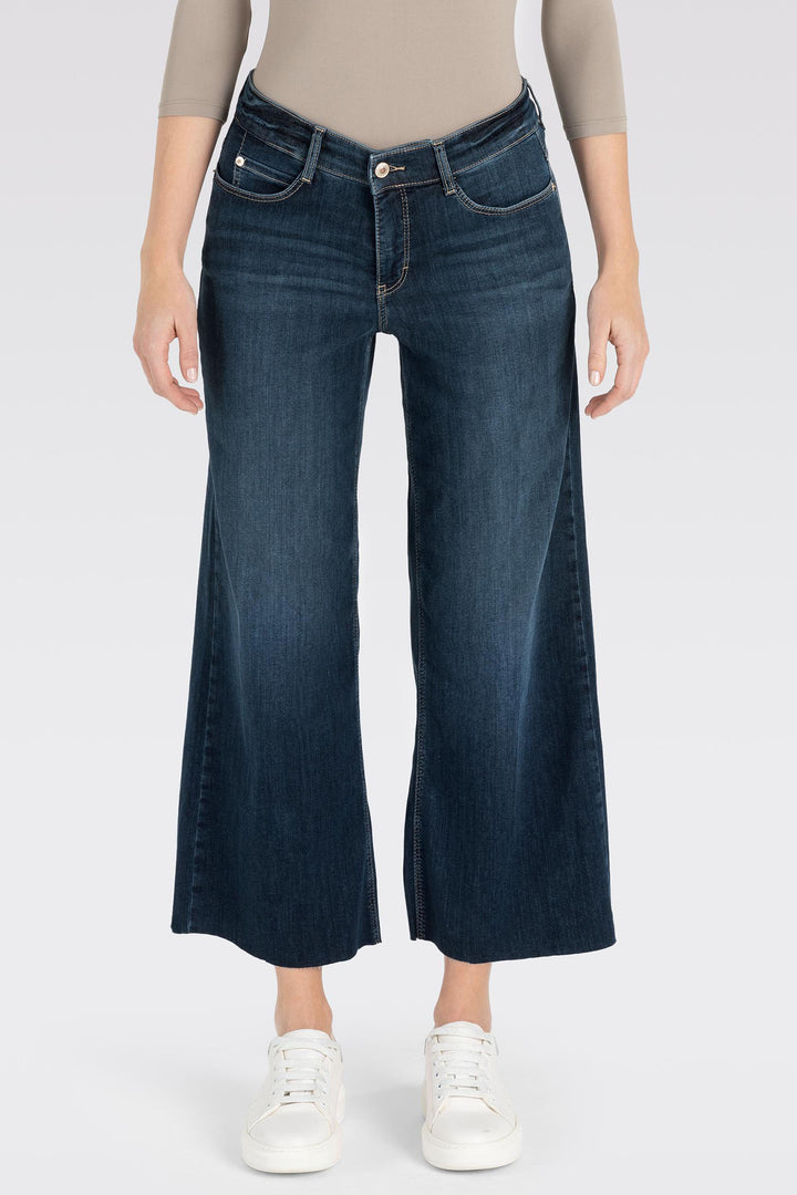 Mac 5438-90-0351L D834 Authentic Dark Blue Dream Wide Cropped Jeans - Olivia Grace Fashion