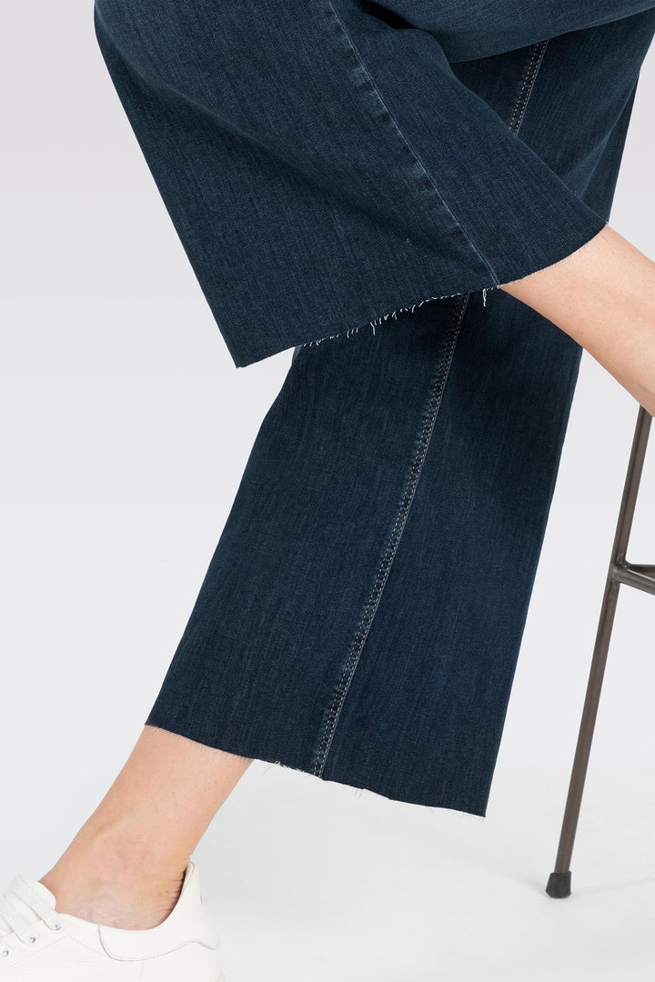 Mac 5438-90-0351L D834 Authentic Dark Blue Dream Wide Cropped Jeans - Olivia Grace Fashion
