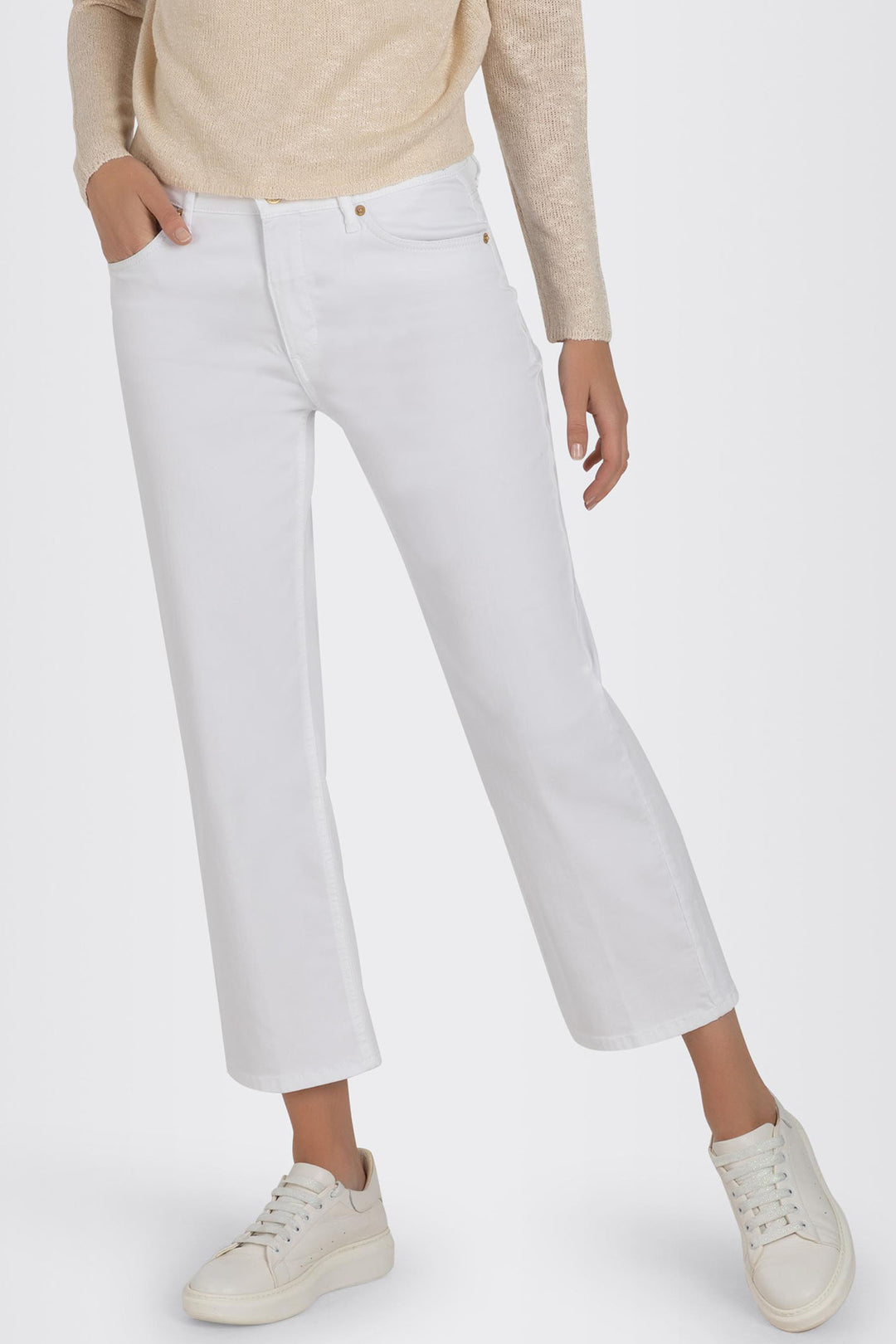 Mac 5984-9B-0391L D010 White Light Denim Culotte Jeans - Olivia Grace Fashion