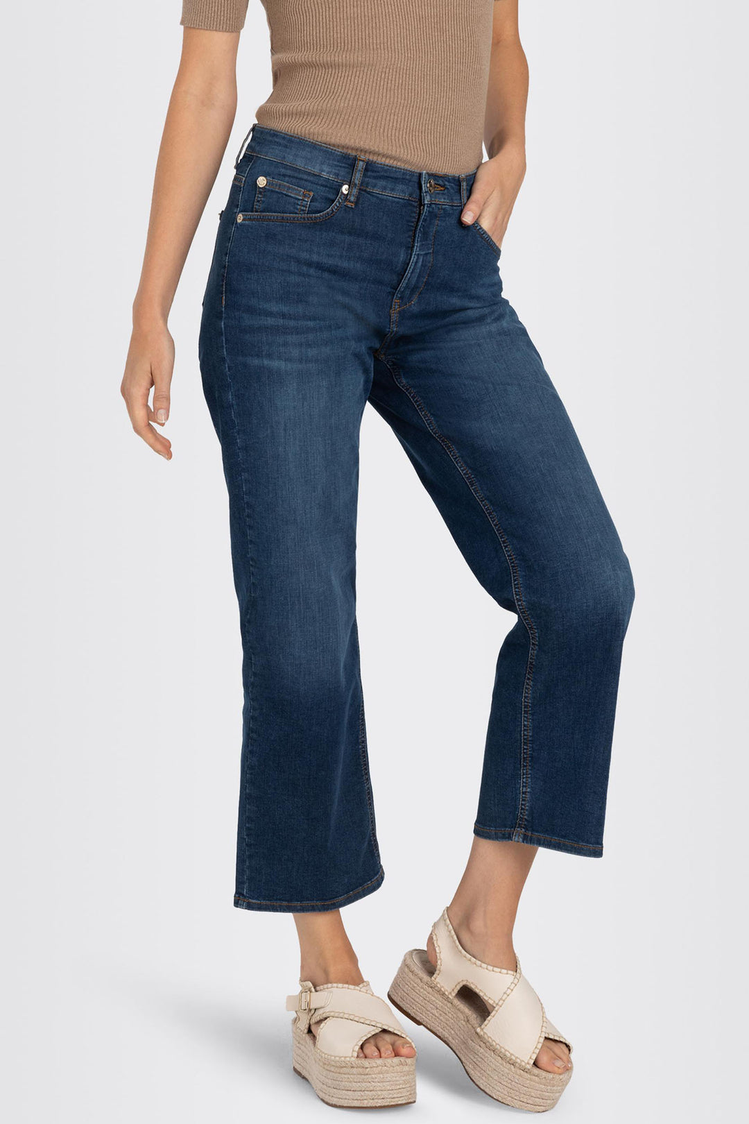 Mac 5984-9B-0391L D544 Blue Stone Light Denim Culotte Jeans - Olivia Grace Fashion