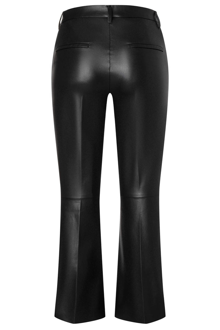 Mac Aida Kick 3082-00-0498L Black Vegan Leather Kick Flare Trousers - Olivia Grace Fashion