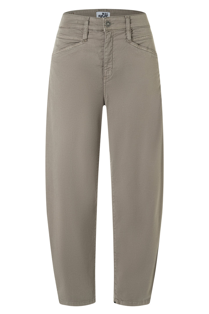 Mac Bora 2.3 Zip Mat Green Antique Authentic Stretch Gabardine Trousers 3141-00-0434L 662A, front view, flat