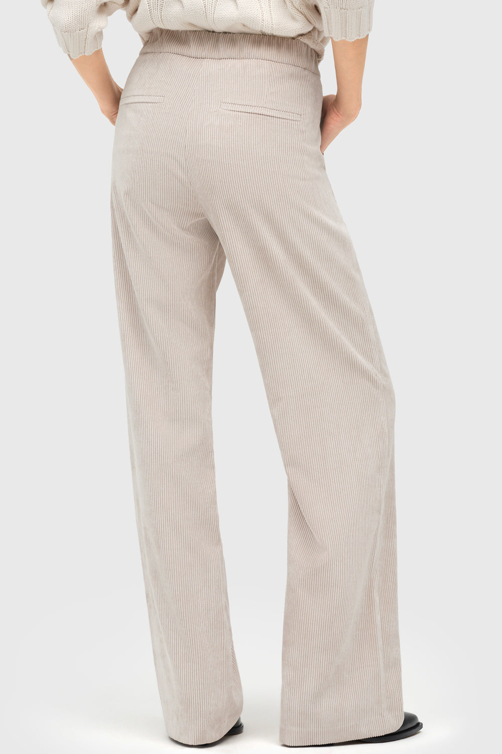 Mac Chiara White Sand Beige Fluid Corduroy Trousers 30L - back view