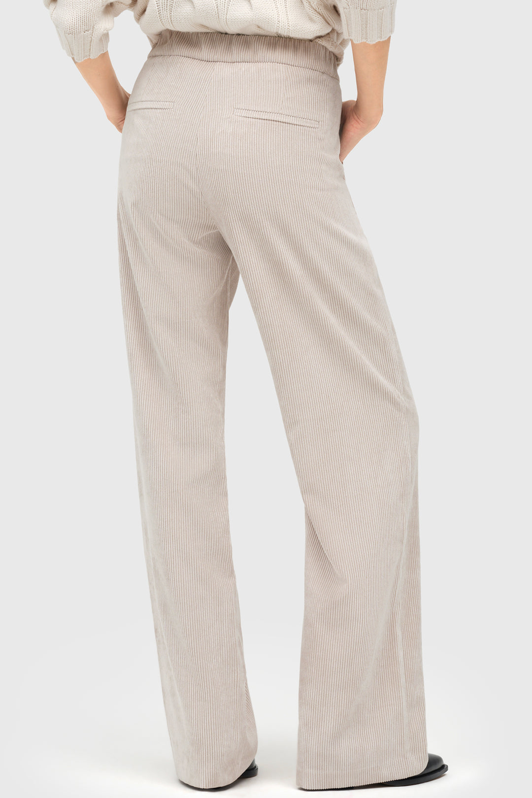Mac Chiara White Sand Beige Fluid Corduroy Trousers 32L - back view