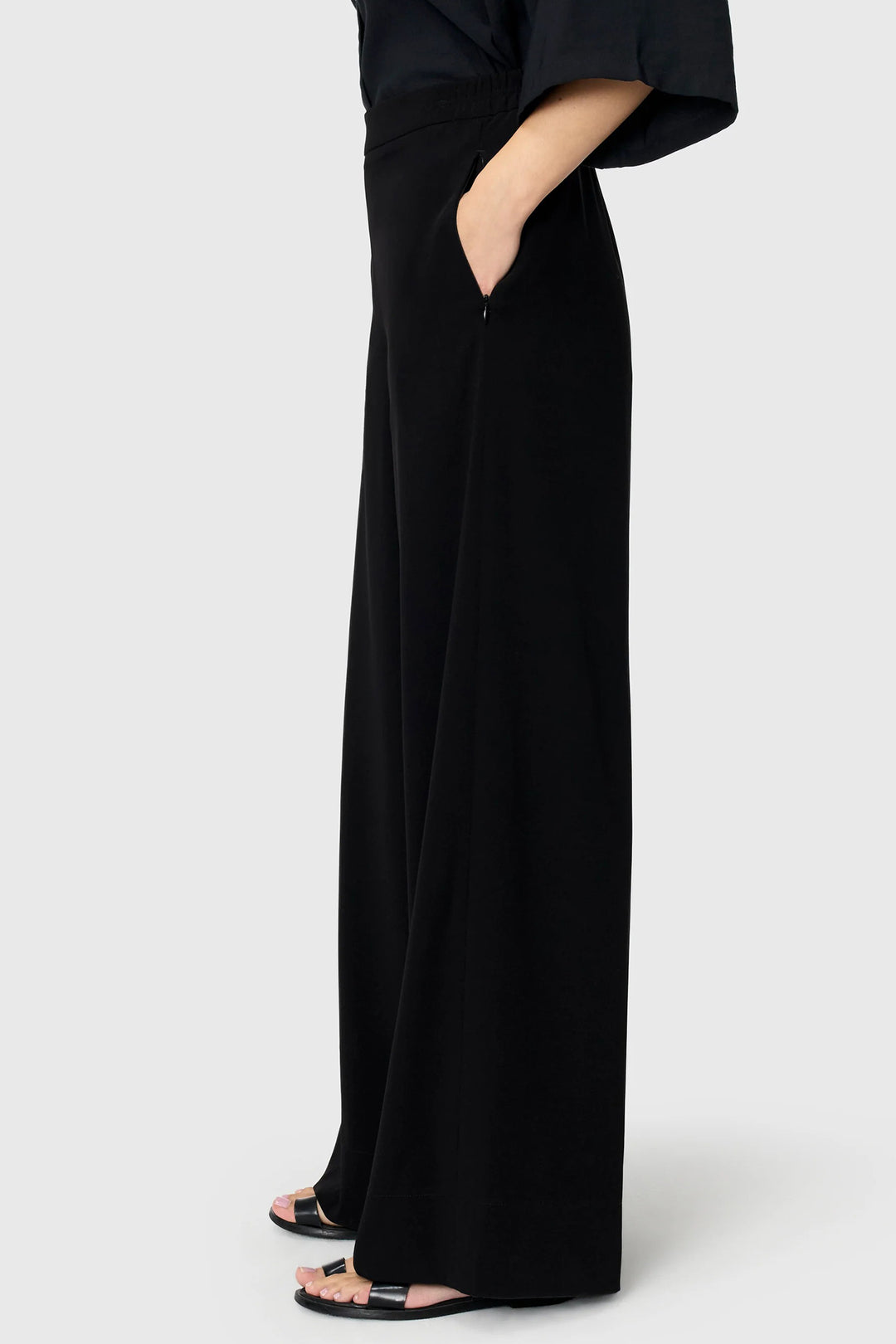 Mac Coralie Black Floating Crepe Trousers 32L 3421-00-0231L