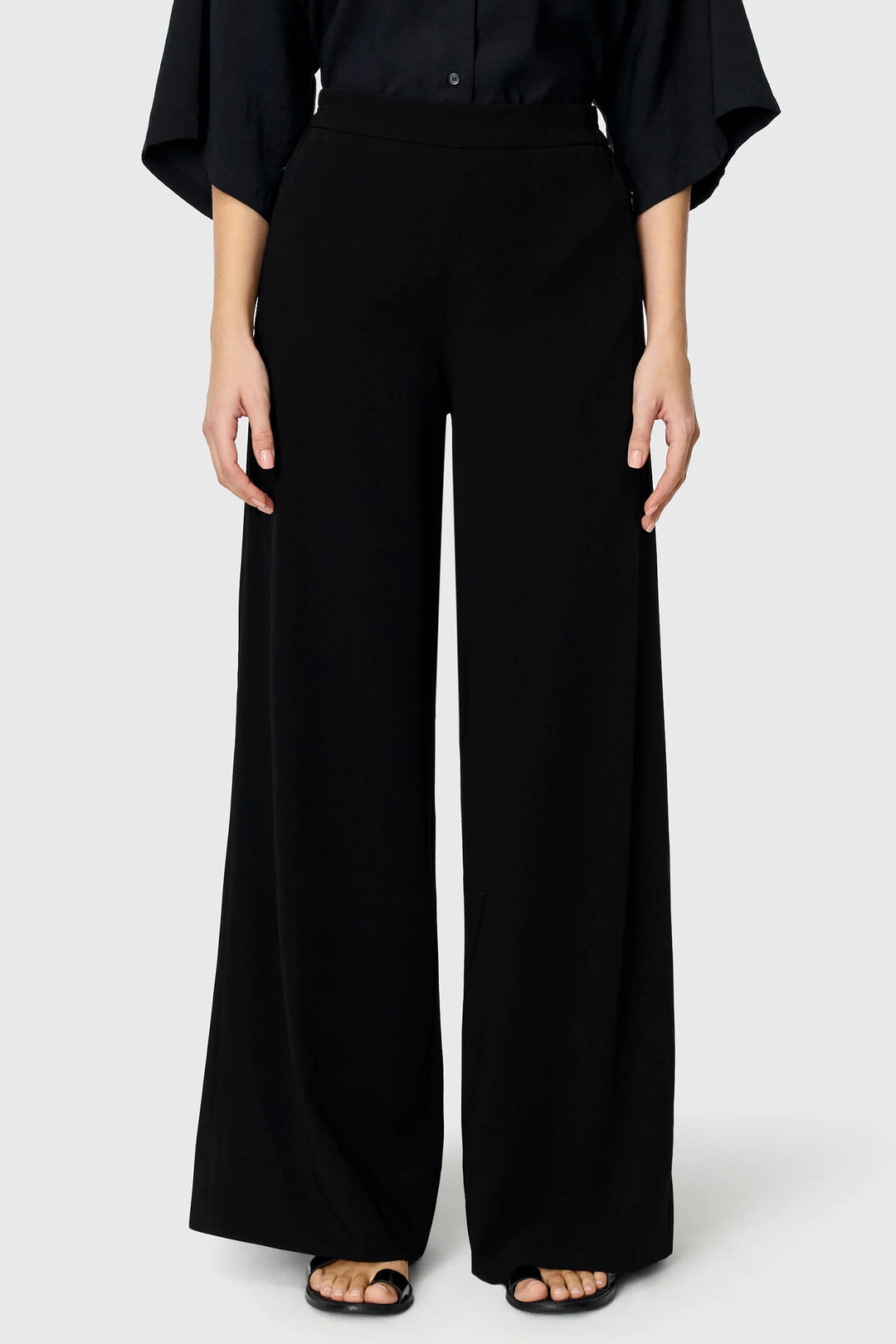 Mac Coralie Black Floating Crepe Trousers 32L 3421-00-0231L