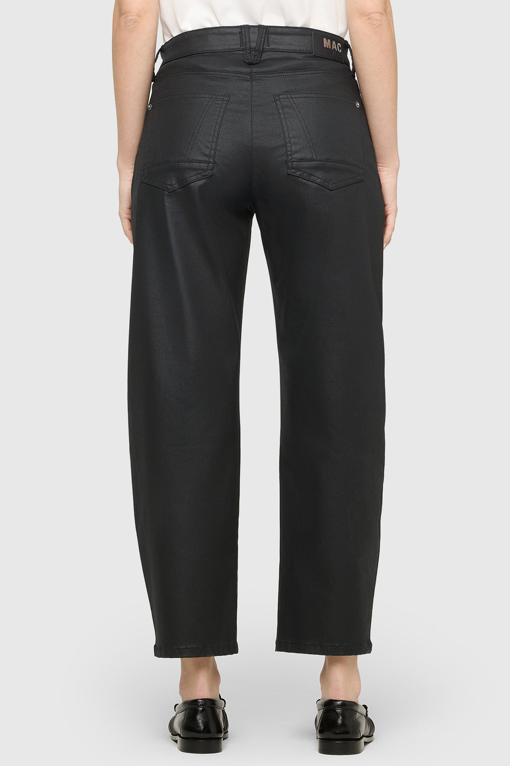 Mac Danni 2.3 Black Coated Cotton Tencel Trousers - back view