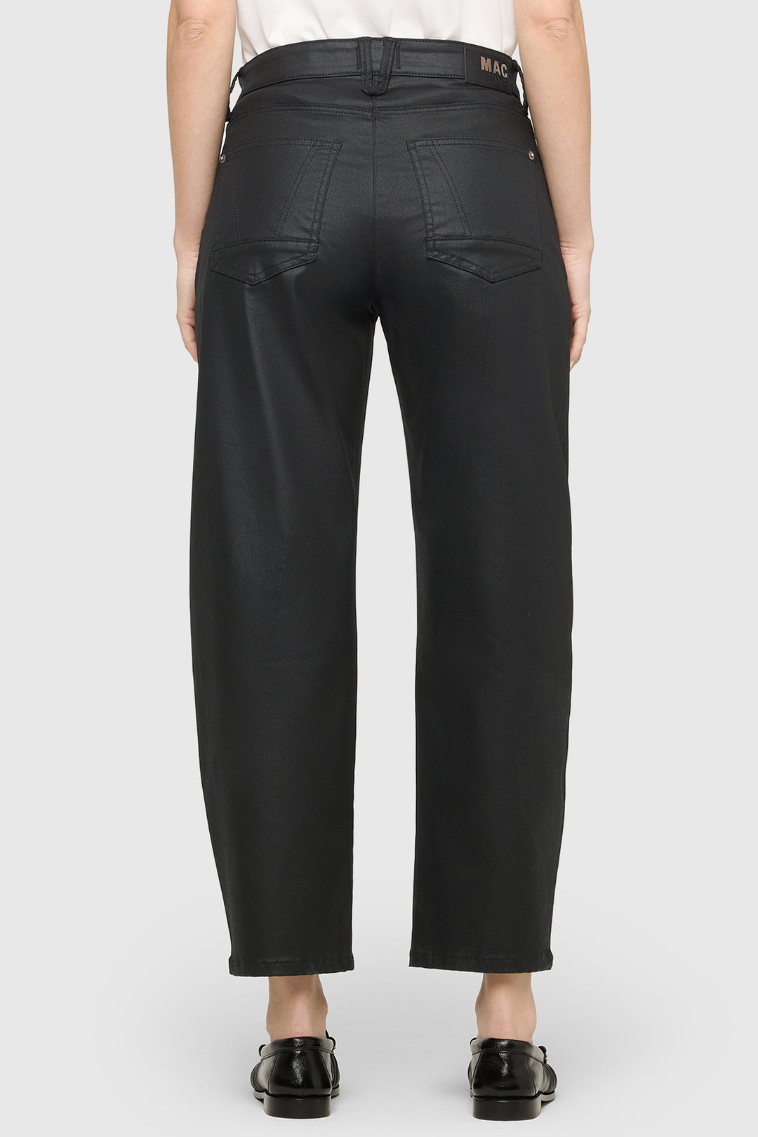 Mac Danni 2.3 Black Coated Cotton Tencel Trousers - back view