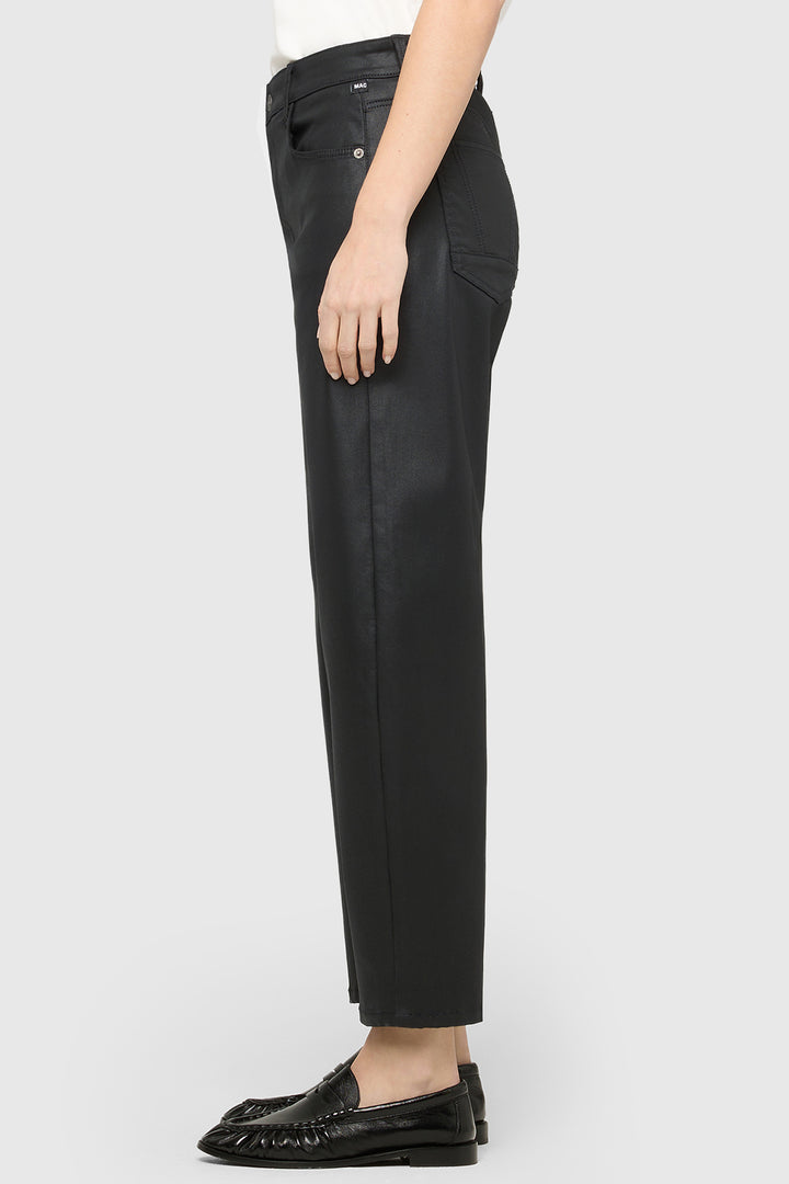 Mac Danni 2.3 Black Coated Cotton Tencel Trousers - side view