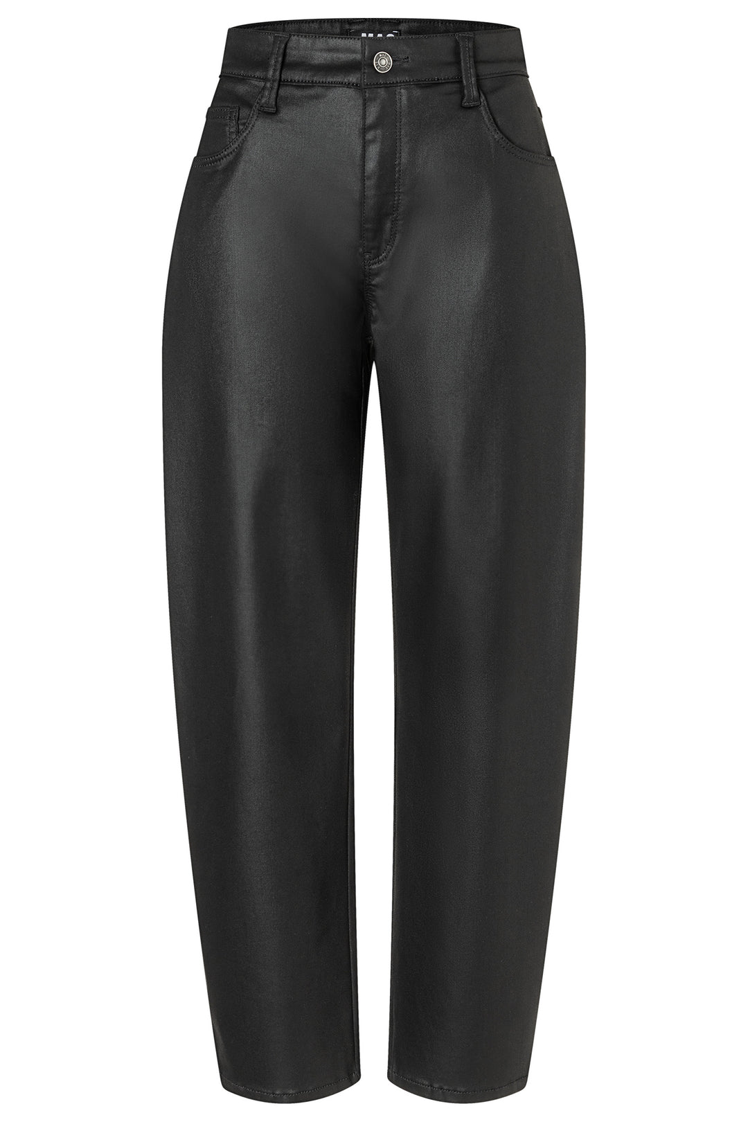 Mac Danni 2.3 Black Coated Cotton Tencel Trousers - packshot, front