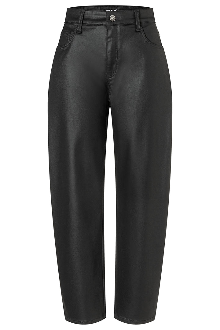 Mac Danni 2.3 Black Coated Cotton Tencel Trousers - packshot, front