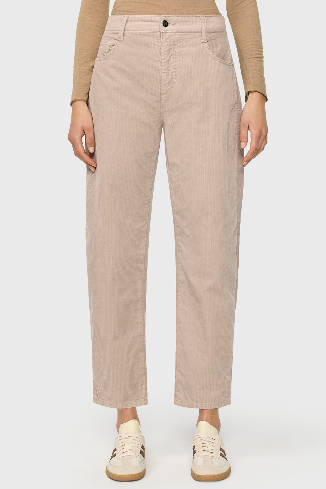 Mac Danni 2.3 Light Beige Kitt Fancy Corduroy Trousers - front view