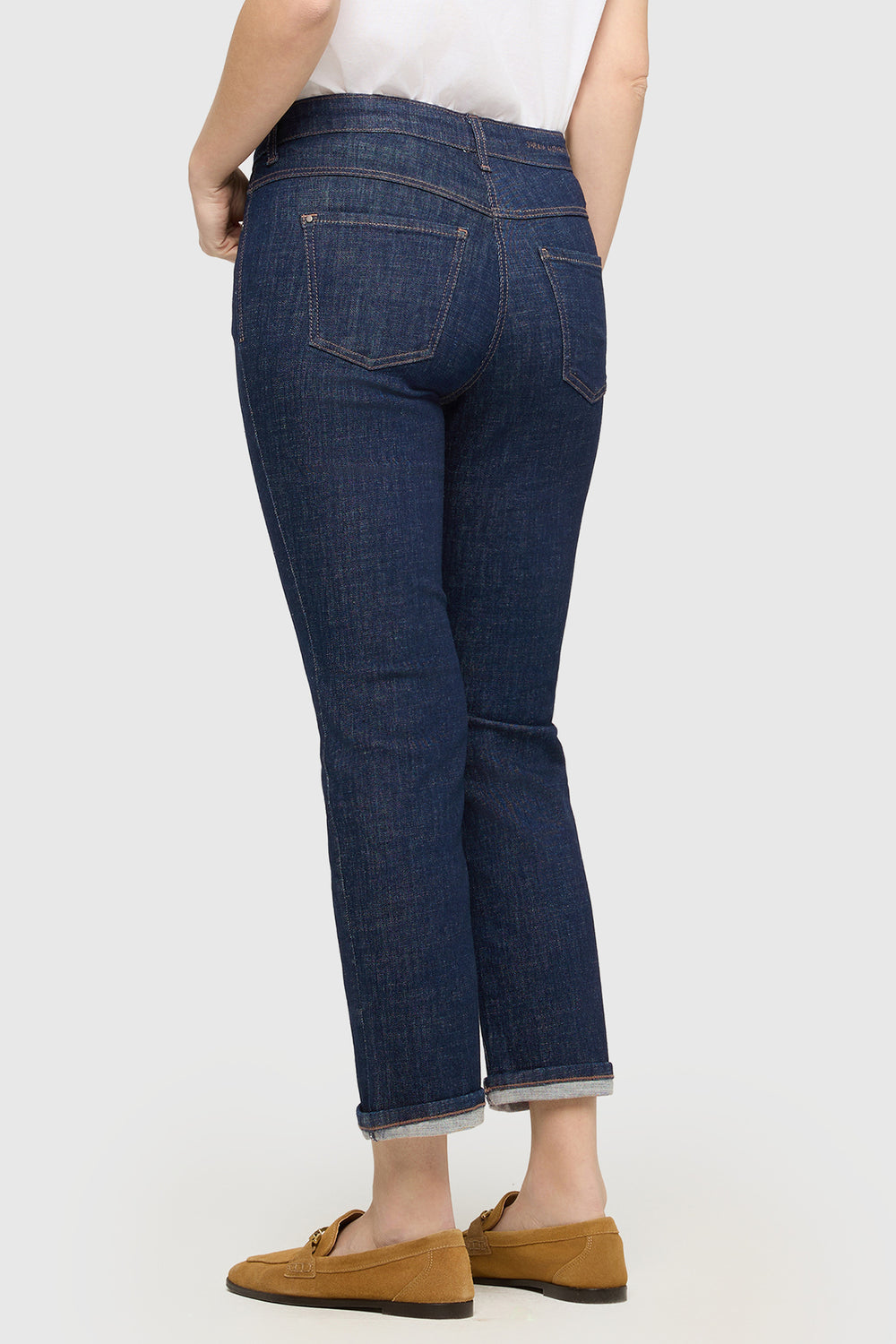 Mac Dream Cropped Fashion Rinsed Blue Jeans, back view