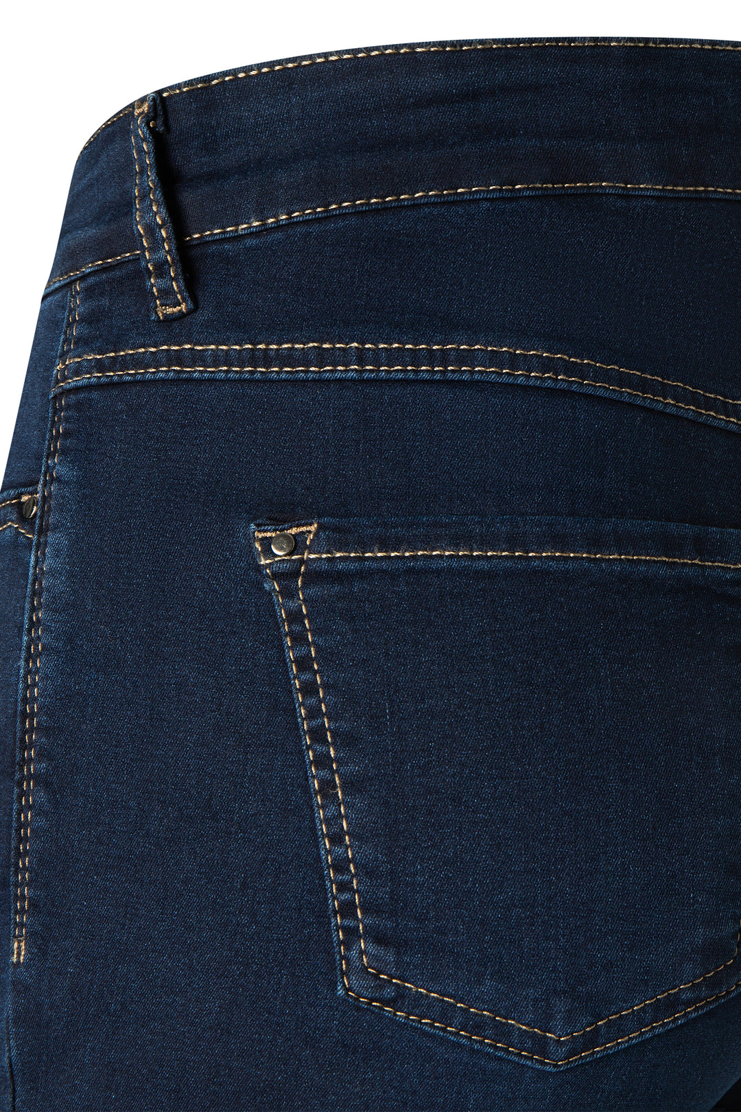 Mac Dream Dark Washed Blue Jeans, back pocket detail