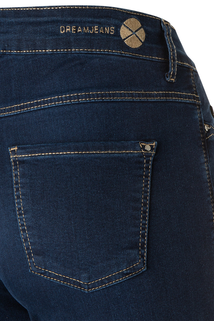 Mac Dream Dark Washed Blue Jeans, back pocket and stitching detail