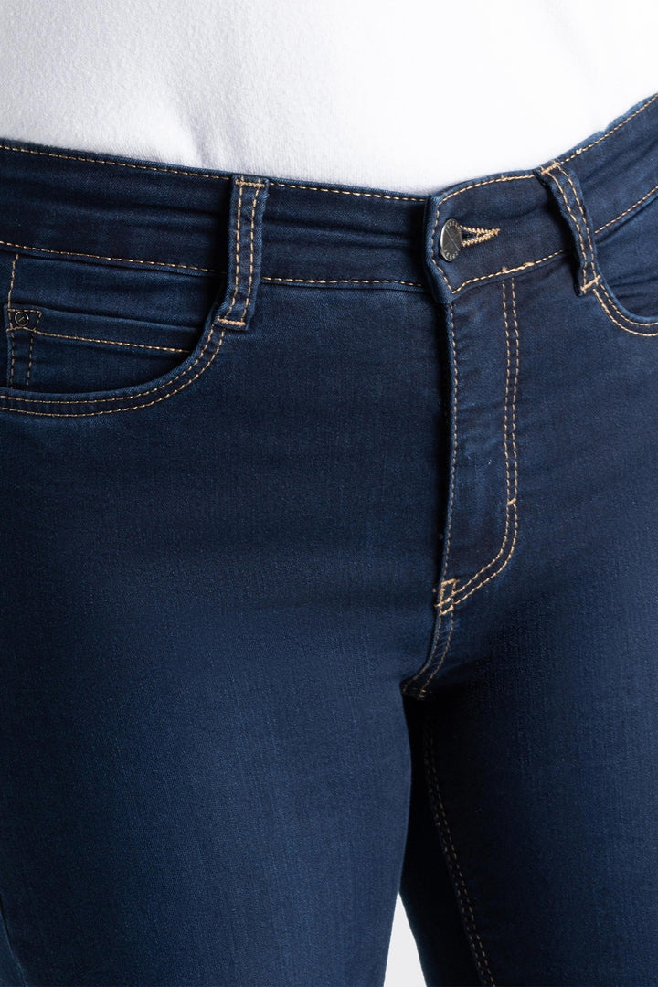 Mac Dream Dark Washed Blue Jeans, front waistband detail
