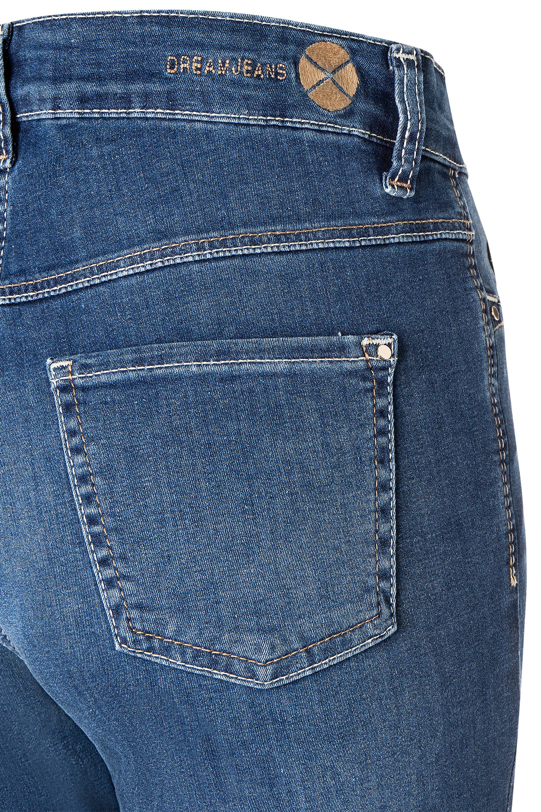 Mac Dream Mid Blue Authentic Wash Jeans, back pocket detail
