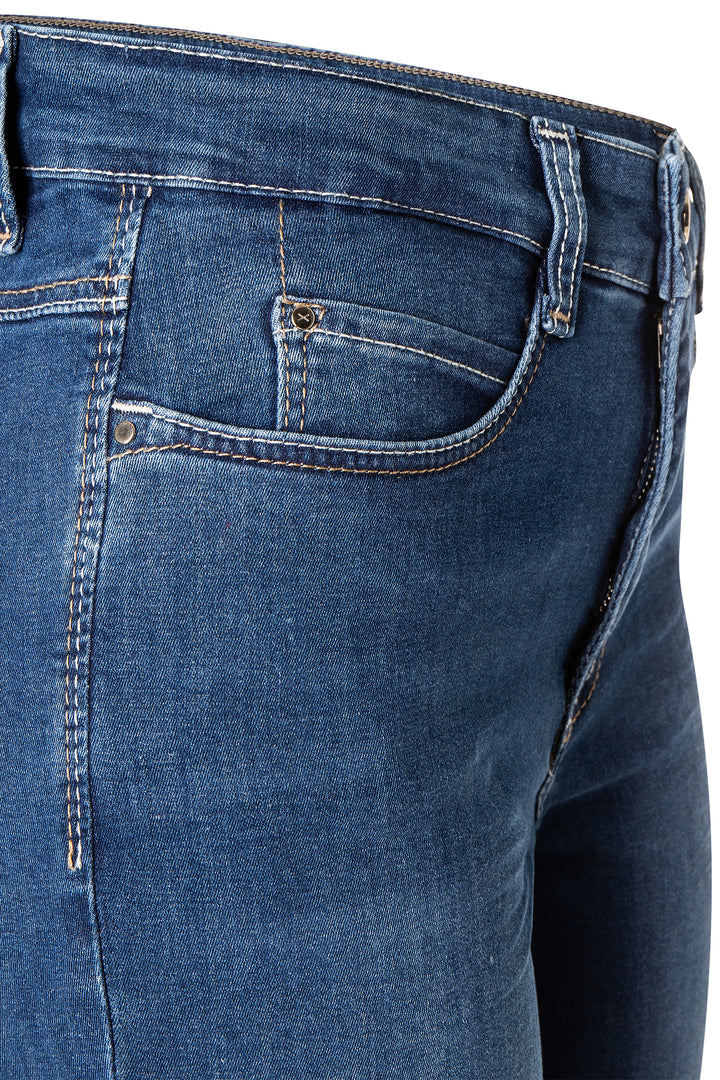 Mac Dream Mid Blue Authentic Wash Jeans, front waistband and fly detail