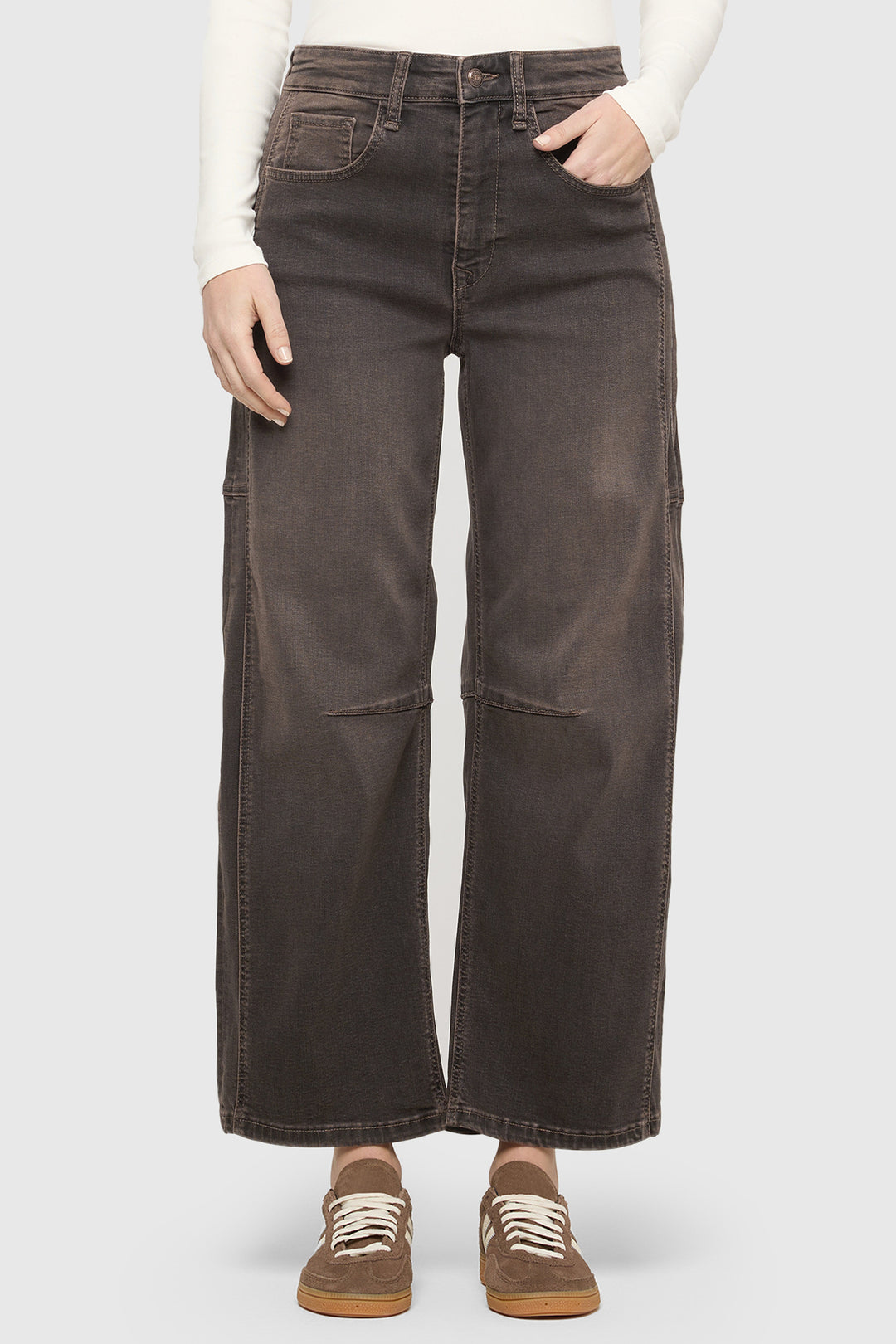 Mac Ohio Barrel Coffee Vintage Wash Brown Comfort Denim Jeans - front view