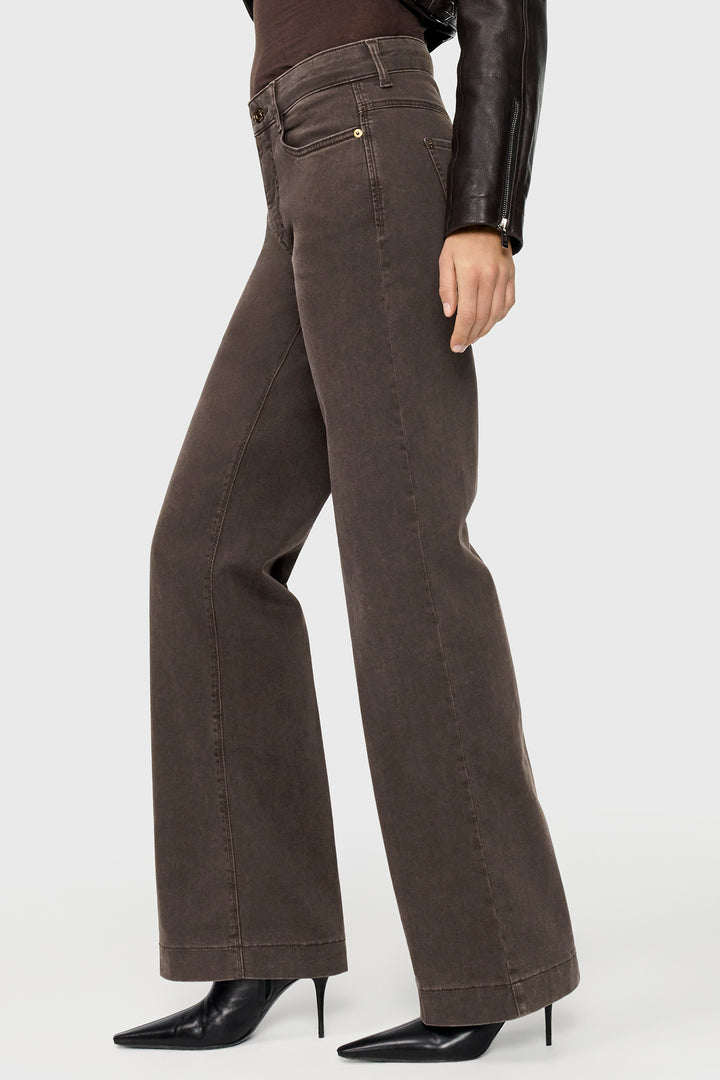 Mac Wide Brown Stone Wash Authentic Stretch Denim Jeans 30L - side view