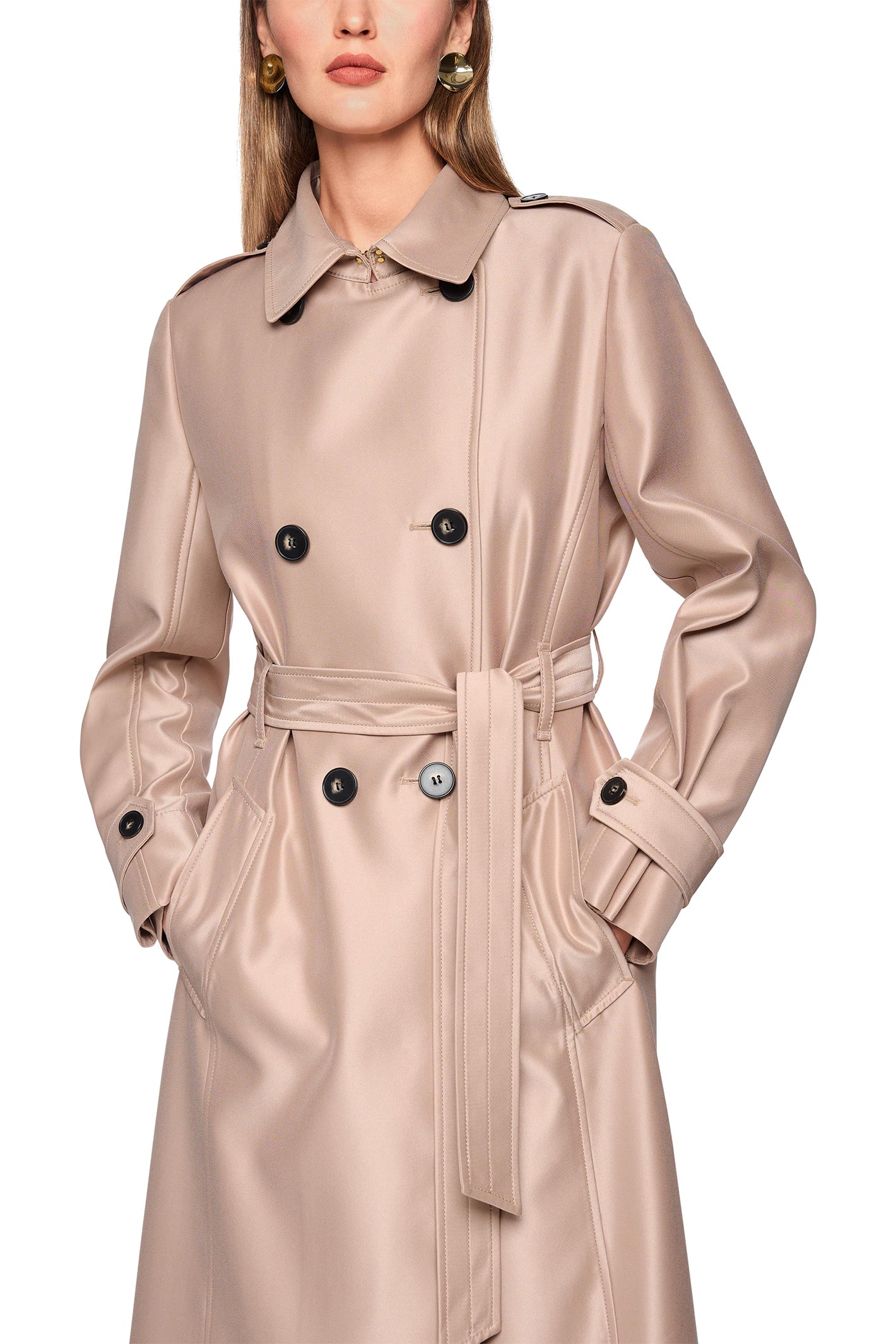 Marc Cain AC 11.04 W27 619 Warm Taupe Classic Trench Coat – Olivia