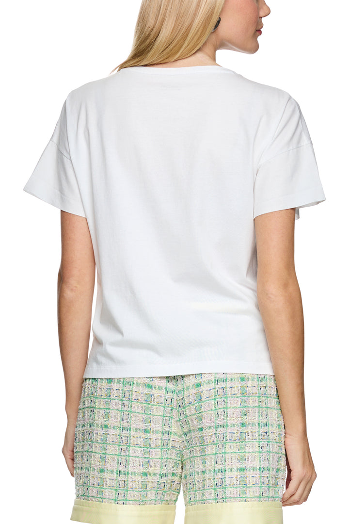 Marc Cain AC 48.26 J27 100 White Spring Fling Motif Cotton T-Shirt
