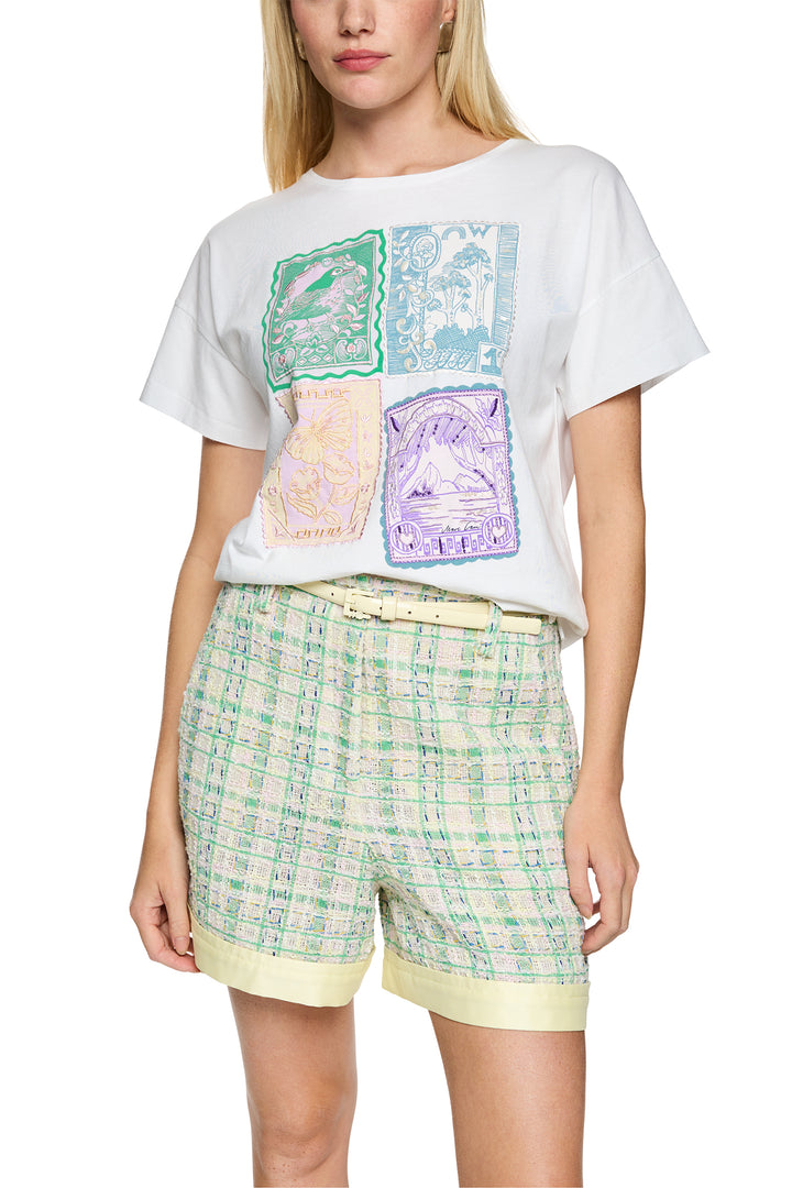Marc Cain AC 48.26 J27 100 White Spring Fling Motif Cotton T-Shirt
