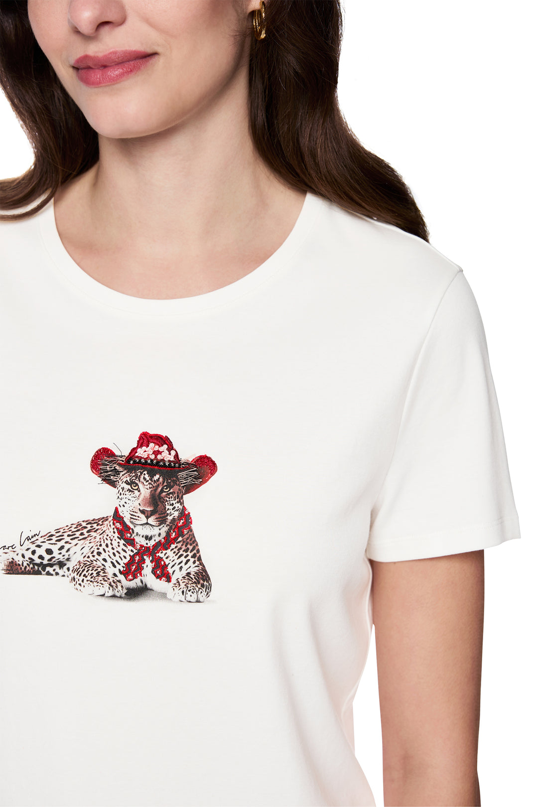 Marc Cain AC 48.32 J17 White Leopard Motif T-Shirt