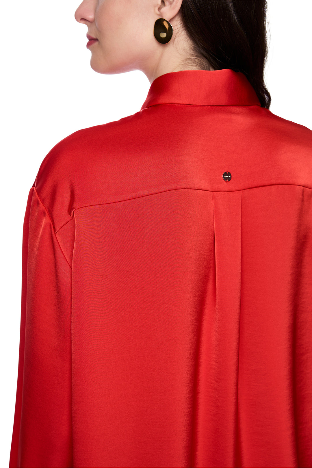 Marc Cain AC 51.04 W64 Red Satin Button Collar Blouse