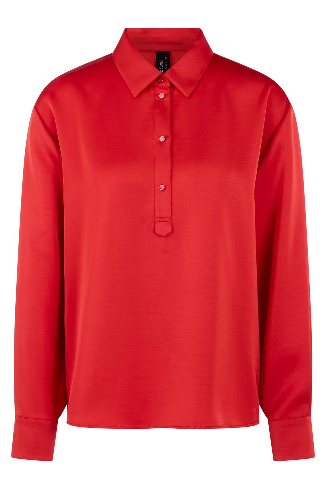 Marc Cain AC 51.04 W64 Red Satin Button Collar Blouse