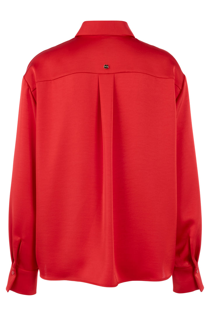Marc Cain AC 51.04 W64 Red Satin Button Collar Blouse