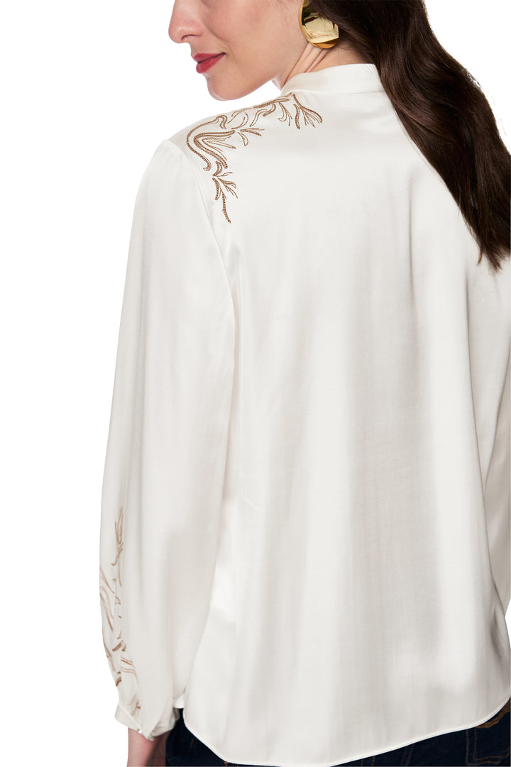 Marc Cain AC 51.13 W25 Cream Applique Detail Blouse