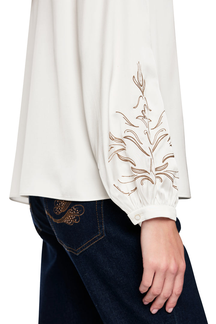 Marc Cain AC 51.13 W25 Cream Applique Detail Blouse