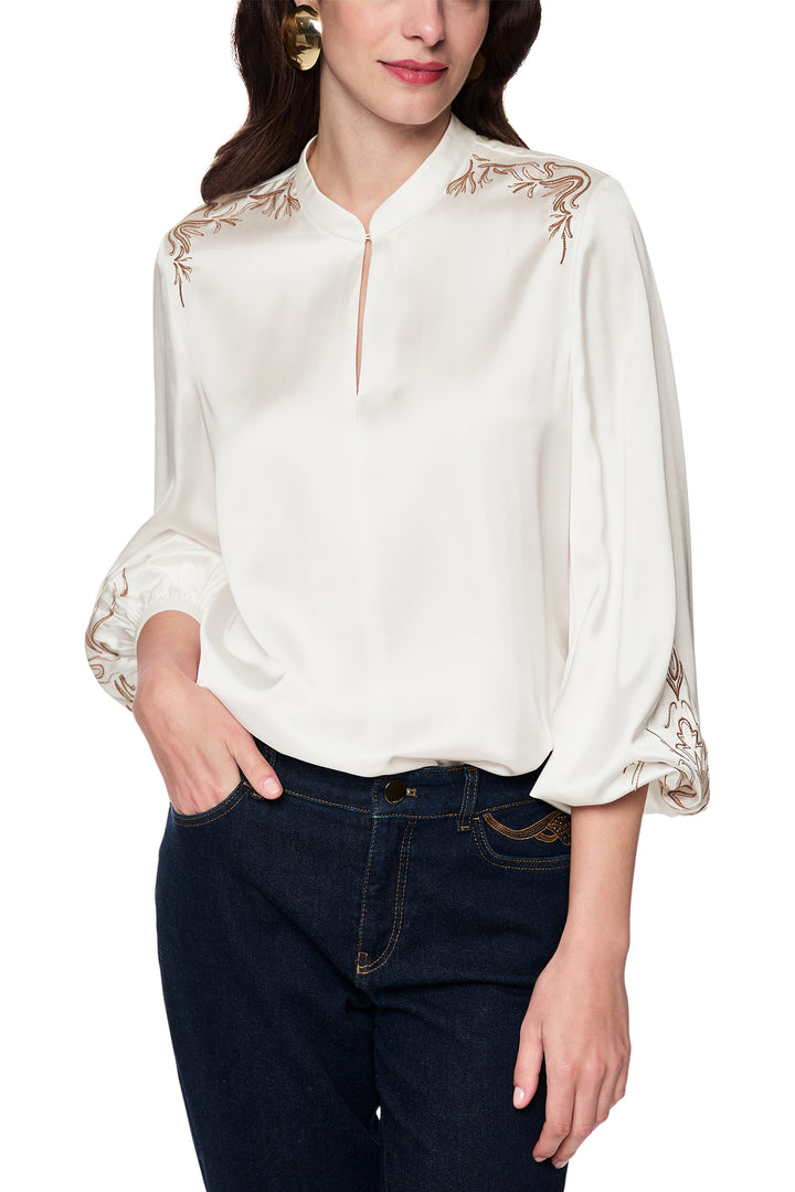 Marc Cain AC 51.13 W25 Cream Applique Detail Blouse