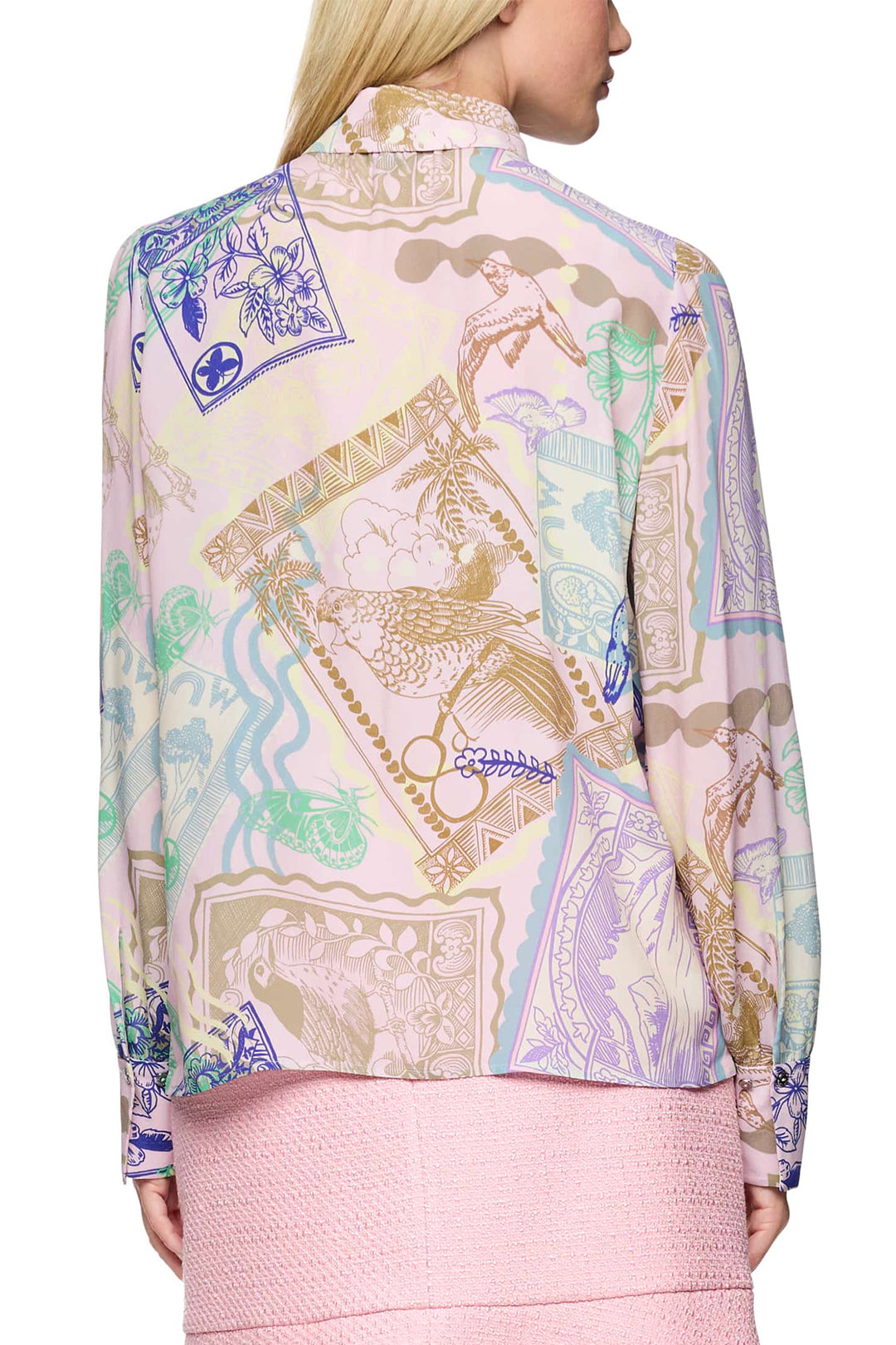 Marc Cain AC 51.22 W19 255 Pink Tulle Spring Fling Print Blouse