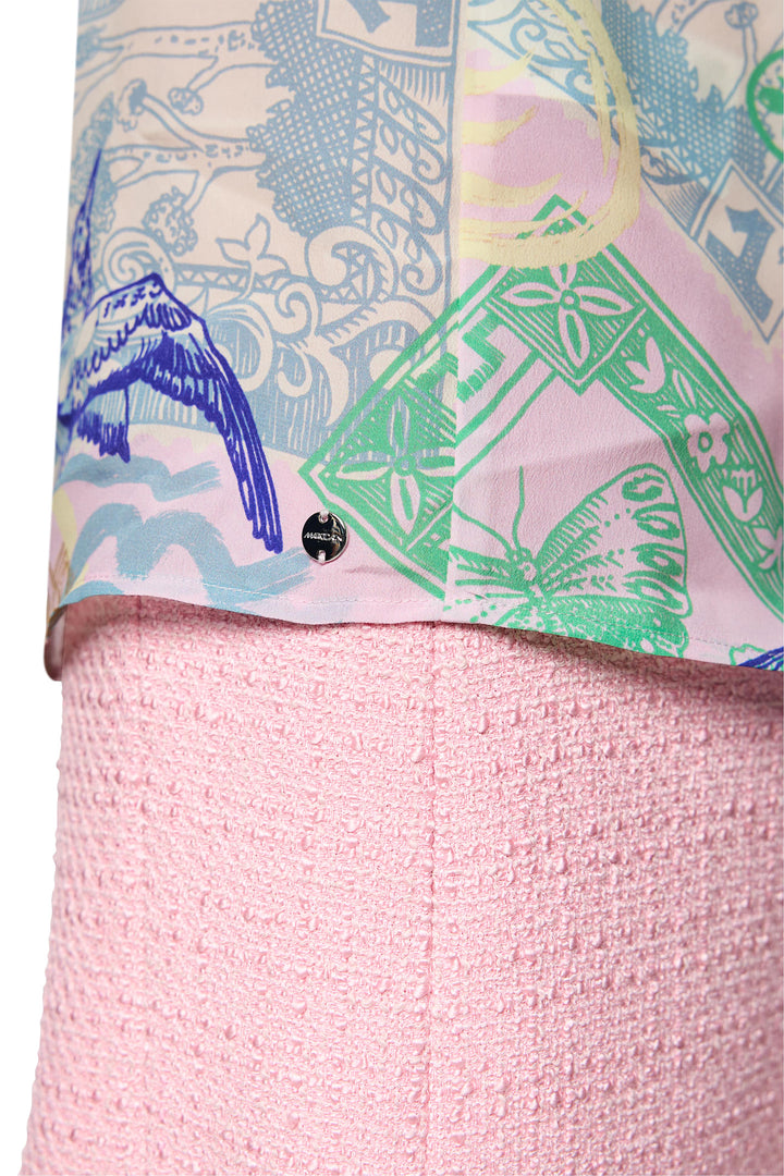 Marc Cain AC 51.22 W19 255 Pink Tulle Spring Fling Print Blouse