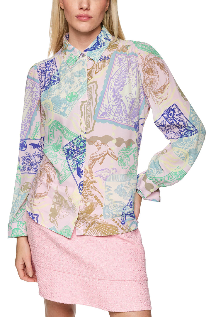 Marc Cain AC 51.22 W19 255 Pink Tulle Spring Fling Print Blouse