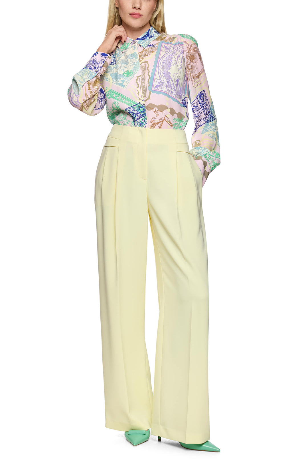 Marc Cain AC 81.38 W56 404 Deep Limonella Yellow Wide Leg Trousers