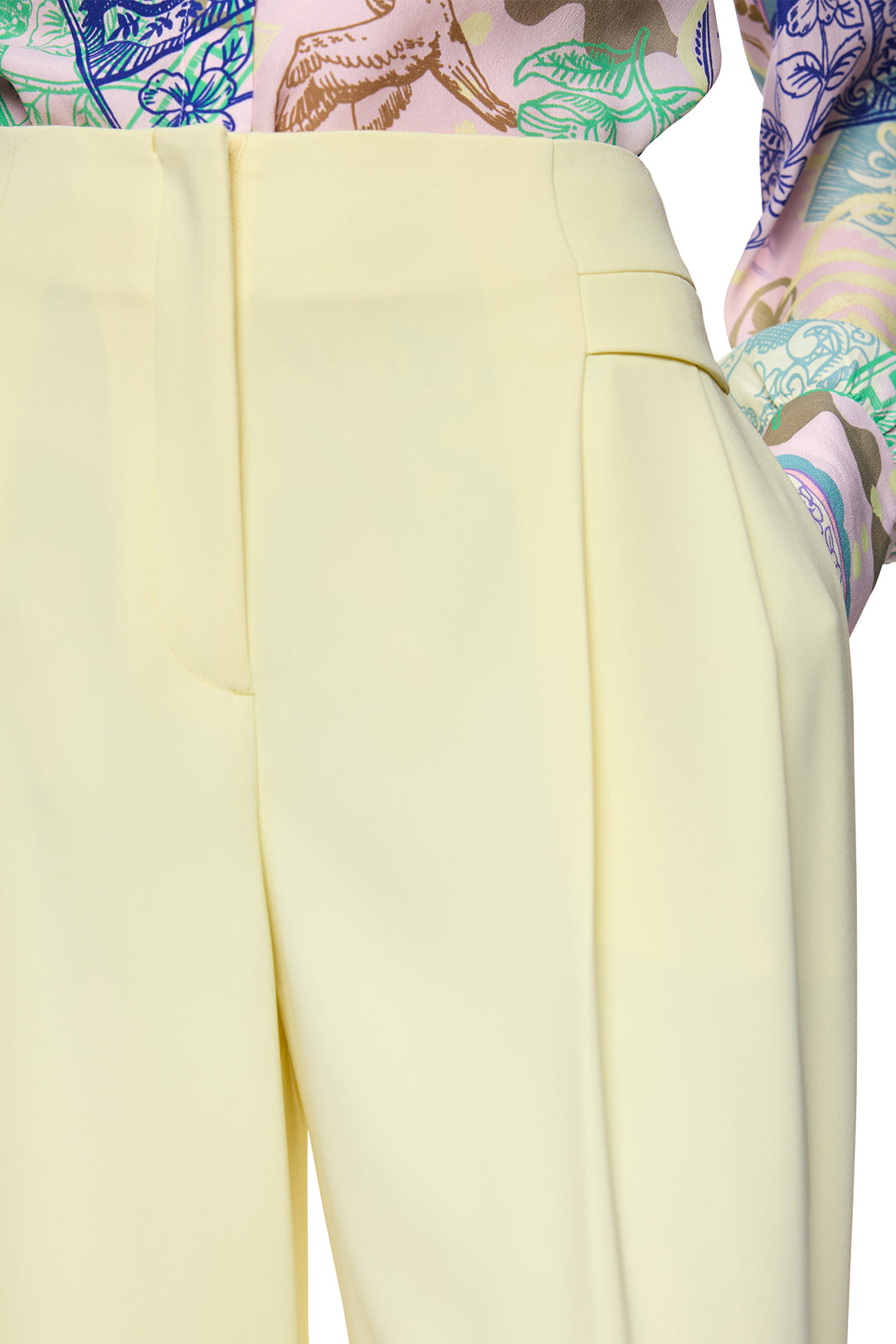 Marc Cain AC 81.38 W56 404 Deep Limonella Yellow Wide Leg Trousers