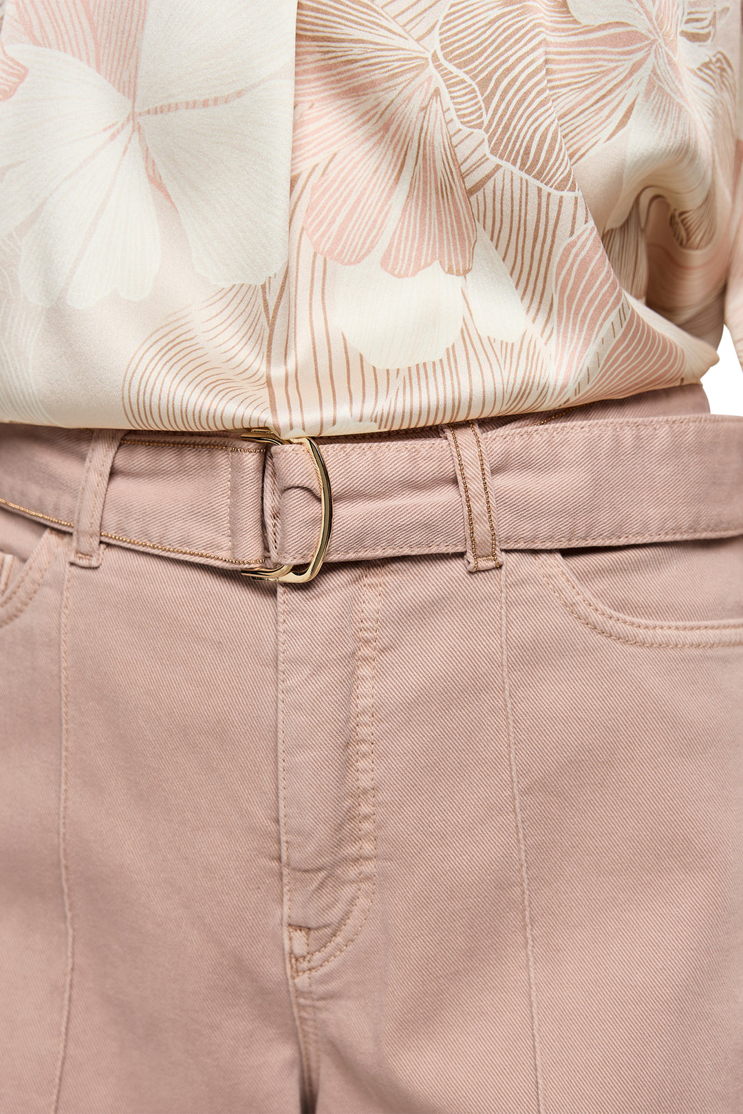 Marc Cain AC 82.14 D03 619 Warm Taupe Wide Leg Denim Jeans