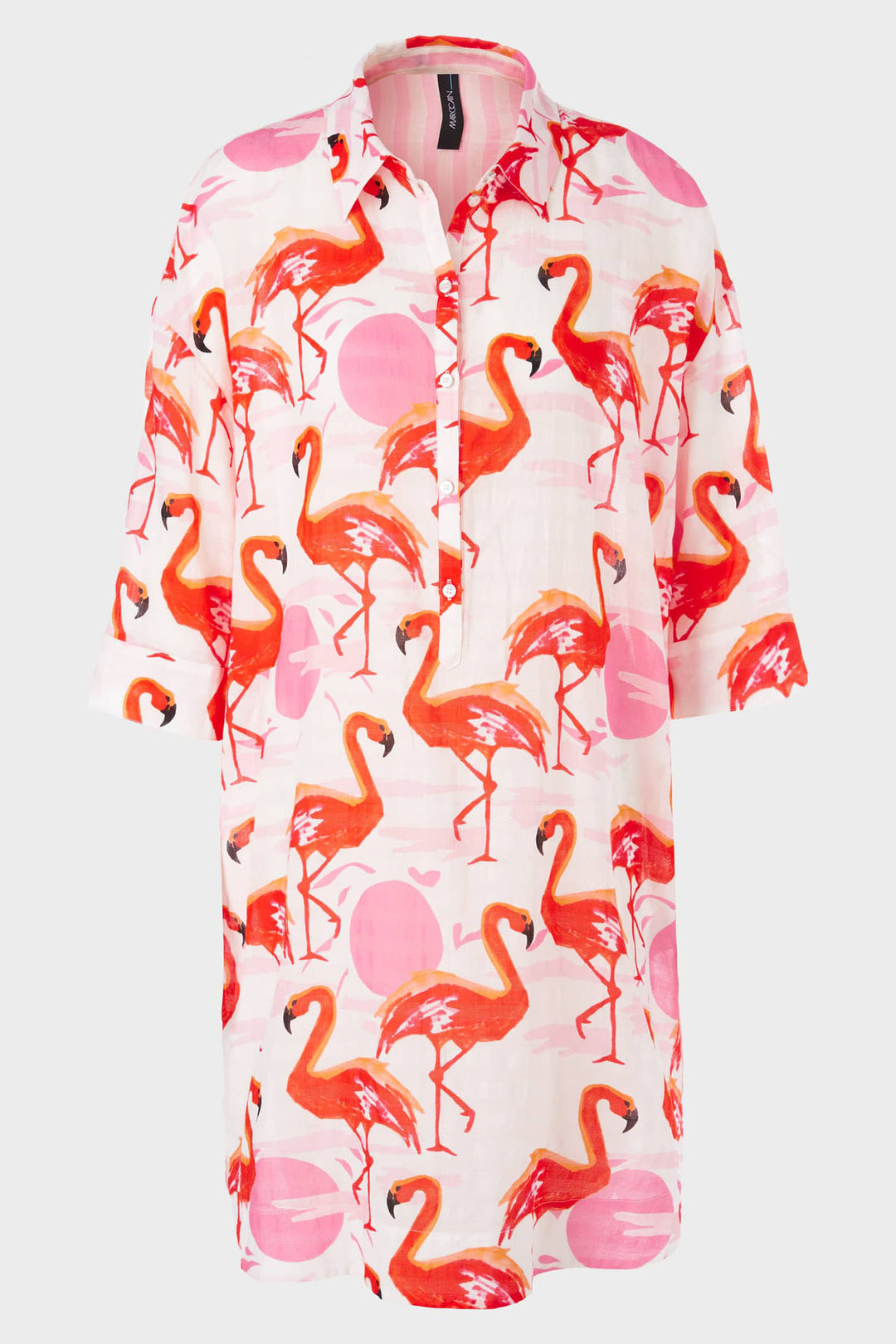 Marc Cain Additions WA 21.06 W19 252 Pink Flamingo Shirt Dress - Olivia Grace Fashion