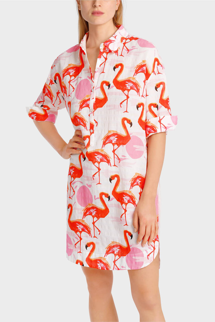 Marc Cain Additions WA 21.06 W19 252 Pink Flamingo Shirt Dress - Olivia Grace Fashion