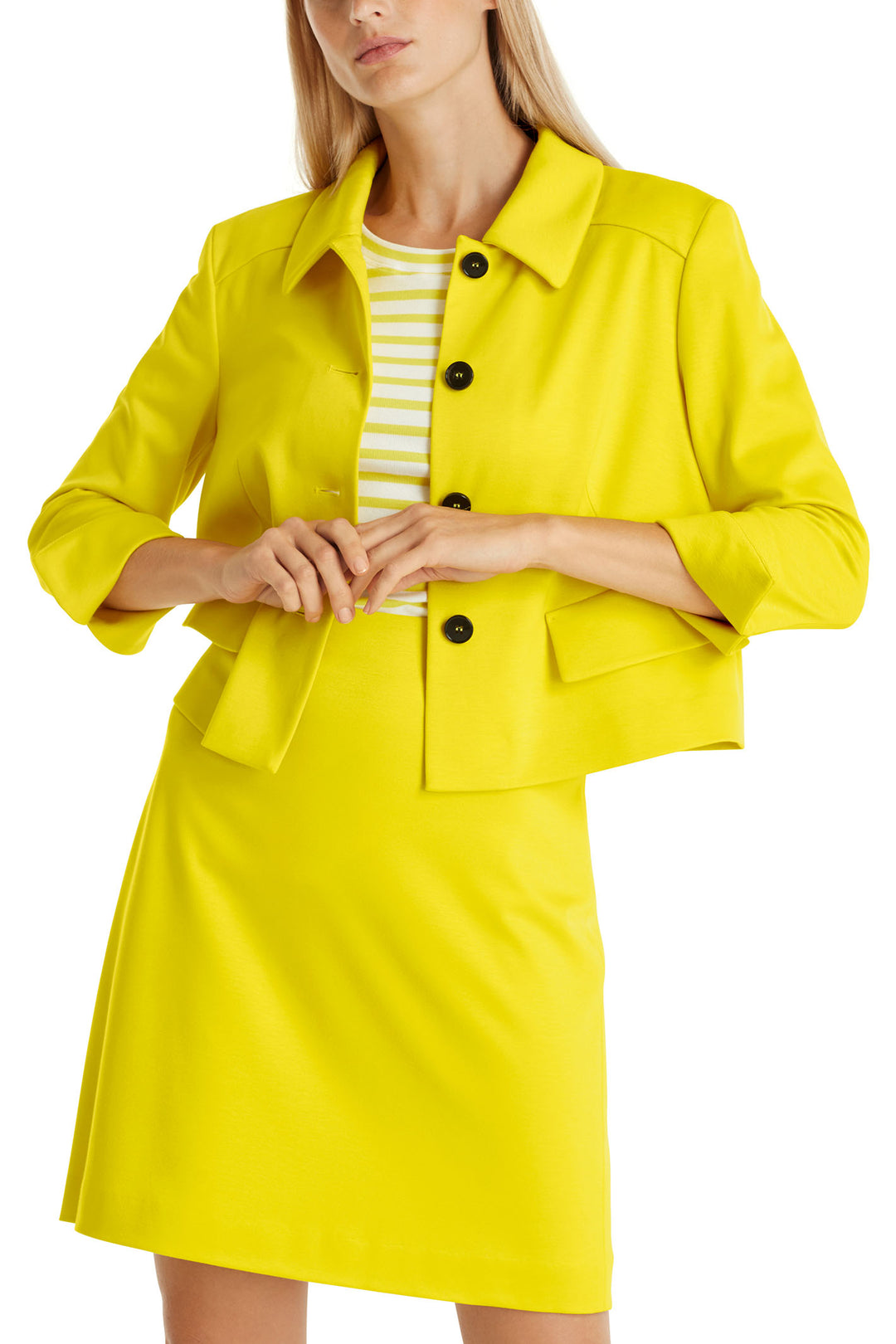 Marc Cain Additions WA 31.01 J24 431 Bright Sulphur Yellow Jersey Jacket - Olivia Grace Fashion