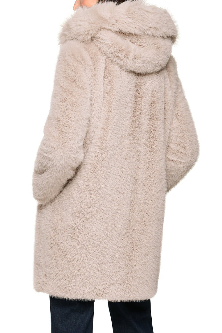 Marc Cain Additions ZA 11.06 W87 Warm Stone Faux Fur Coat 646