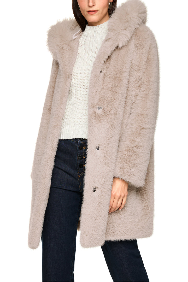 Marc Cain Additions ZA 11.06 W87 Warm Stone Faux Fur Coat 646