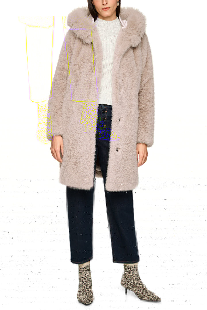 Marc Cain Additions ZA 11.06 W87 Warm Stone Faux Fur Coat 646