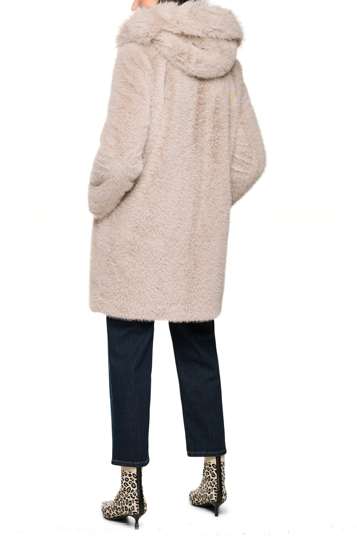 Marc Cain Additions ZA 11.06 W87 Warm Stone Faux Fur Coat 646