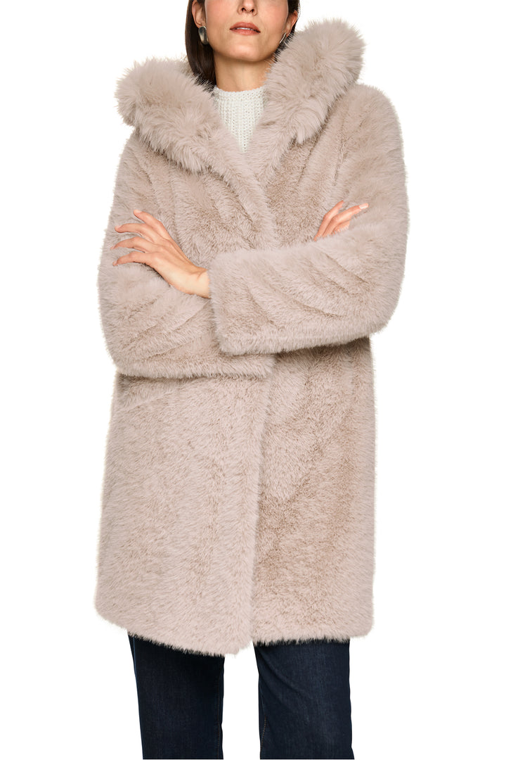 Marc Cain Additions ZA 11.06 W87 Warm Stone Faux Fur Coat 646